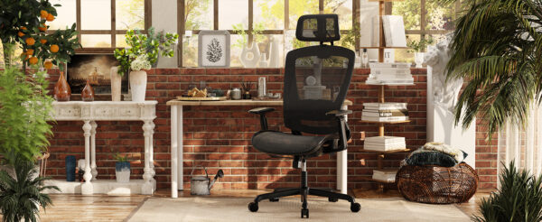 Headrest for Office Chair ELATASK, Not General, Grey Mesh Black Frame - Image 6