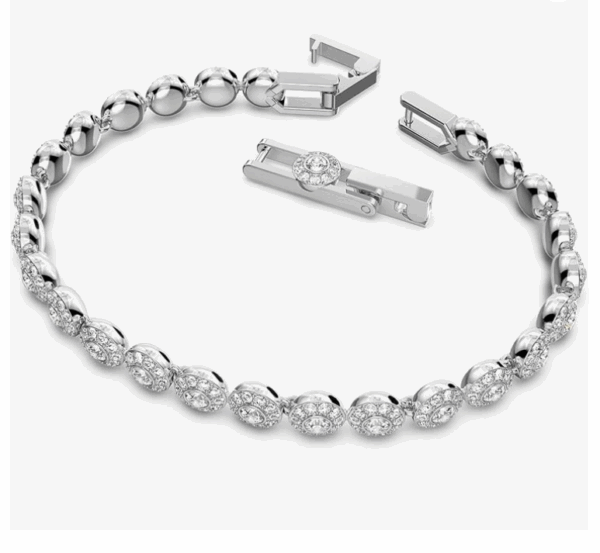Swarovski Una Angelic Tennis Bracelet, Clear circle-cut Swarovski Crystals with Matching Crystal Pavé on a Rhodium Tone Finish Setting, Part of the Swarovski Una Angelic Collection - Image 2