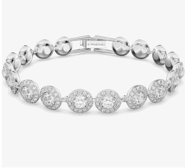 Swarovski Una Angelic Tennis Bracelet, Clear circle-cut Swarovski Crystals with Matching Crystal Pavé on a Rhodium Tone Finish Setting, Part of the Swarovski Una Angelic Collection - Image 3
