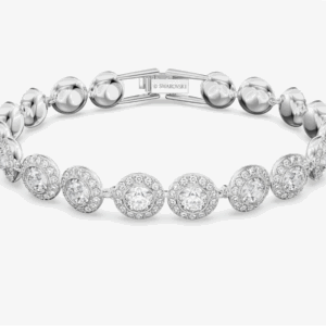 Swarovski Una Angelic Tennis Bracelet, Clear circle-cut Swarovski Crystals with Matching Crystal Pavé on a Rhodium Tone Finish Setting, Part of the Swarovski Una Angelic Collection