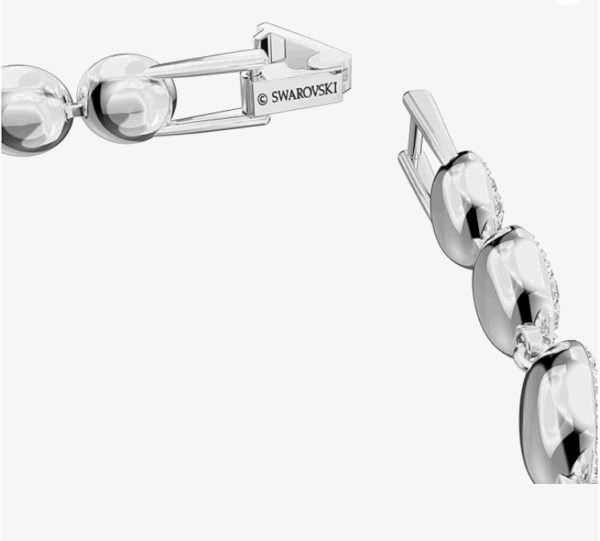 Swarovski Una Angelic Tennis Bracelet, Clear circle-cut Swarovski Crystals with Matching Crystal Pavé on a Rhodium Tone Finish Setting, Part of the Swarovski Una Angelic Collection - Image 4