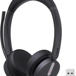 Yealink BH70 Dual Wireless Headset with Mic for Work, Bluetooth Headphone with Teams Certification, up to 35h Talk Time, 147g All-Day Wearing Comfort, Perfect for Open Office Home Hybrid Work, USB-A
