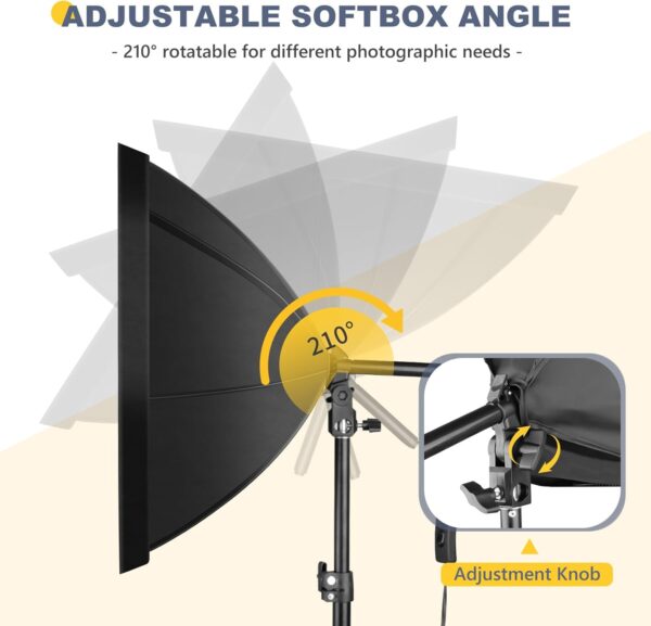 Torjim Softbox Photography Lighting Kit, 20'' x 20'' Professional Softbox Lighting Kit with 85W 3000-7500K LED Bulbs, Studio Lights for Photography/Video Recording/Live Streaming - Image 8