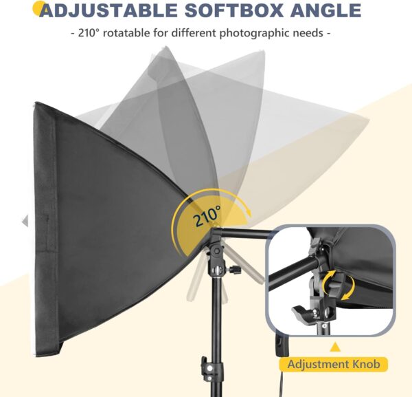 Torjim Softbox Photography Lighting Kit, 20'' x 20'' Professional Softbox Lighting Kit with 85W 3000-7500K LED Bulbs, Studio Lights for Photography/Video Recording/Live Streaming - Image 4