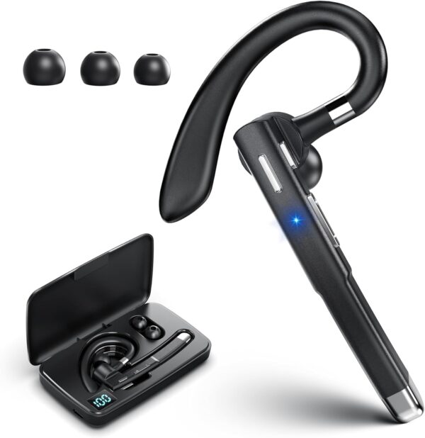 Bluetooth Headset for Cell Phones 500Hrs Standby Time with LED Charging Case 270 Degrees Rotatable Mic Hands Free Bluetooth 5.1 Version - Image 3