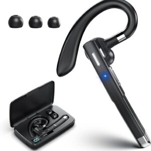 Bluetooth Headset for Cell Phones 500Hrs Standby Time with LED Charging Case 270 Degrees Rotatable Mic Hands Free Bluetooth 5.1 Version