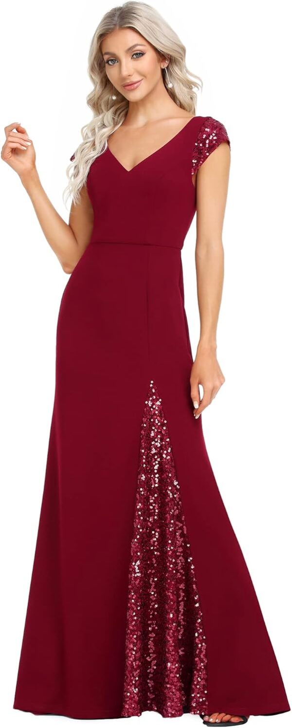 Ever-Pretty Women's V-Neck Cap Sleeves Sequin Mermaid Floor-Length Evening Dresses 01586 - Image 4