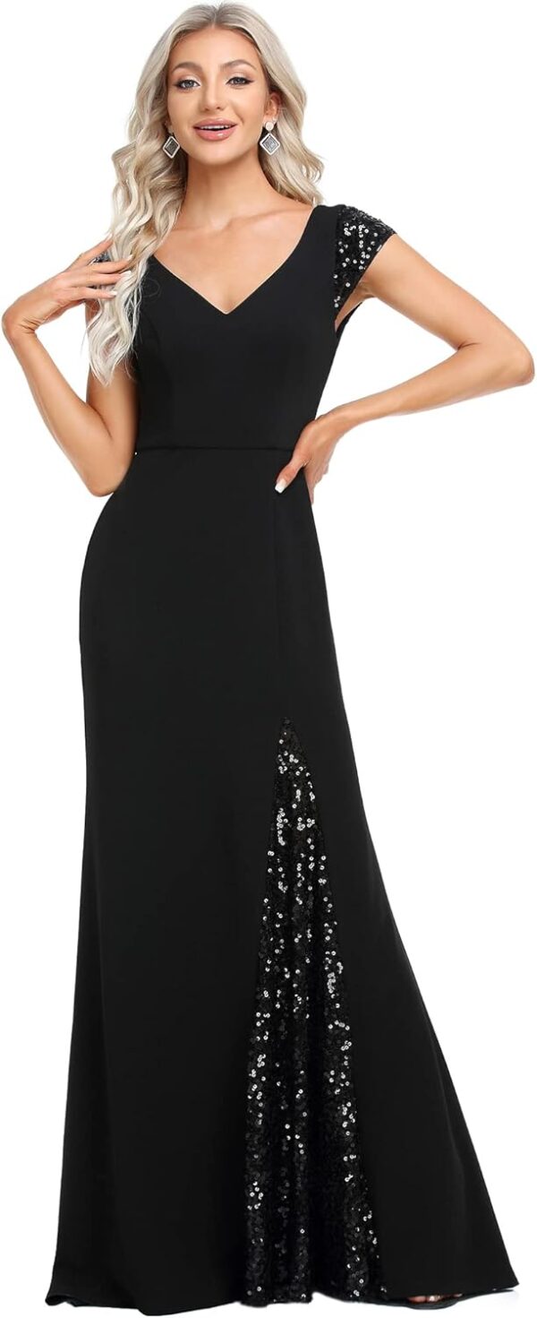 Ever-Pretty Women's V-Neck Cap Sleeves Sequin Mermaid Floor-Length Evening Dresses 01586 - Image 2
