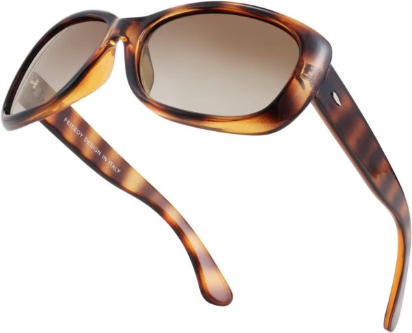 Vintage Square Sunglasses for Women Men Havana Thick Wrap Around Sun Glasses B2703 - Image 5
