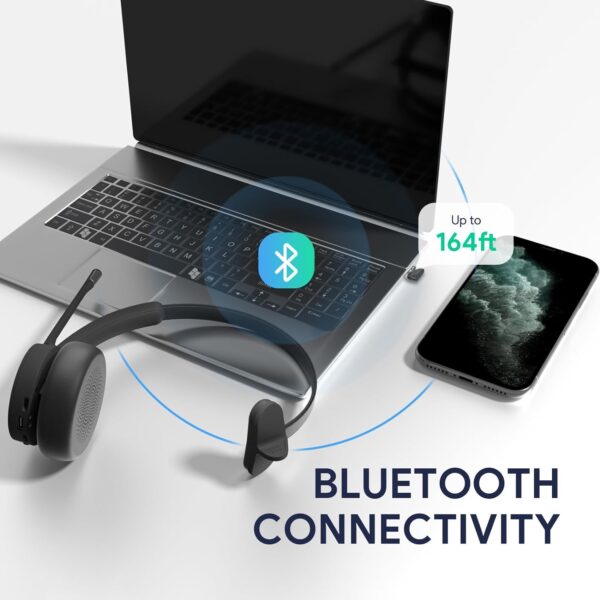 Yealink BH70 Dual Wireless Headset with Mic for Work, Bluetooth Headphone with Teams Certification, up to 35h Talk Time, 147g All-Day Wearing Comfort, Perfect for Open Office Home Hybrid Work, USB-A - Image 8