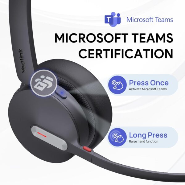 Yealink BH70 Dual Wireless Headset with Mic for Work, Bluetooth Headphone with Teams Certification, up to 35h Talk Time, 147g All-Day Wearing Comfort, Perfect for Open Office Home Hybrid Work, USB-A - Image 9