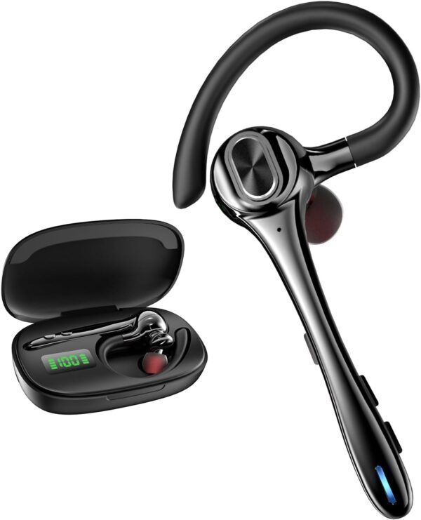 Bluetooth Headset for Cell Phones 500Hrs Standby Time with LED Charging Case 270 Degrees Rotatable Mic Hands Free Bluetooth 5.1 Version - Image 2
