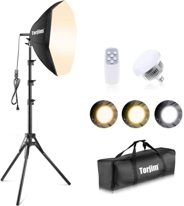 Torjim Softbox Photography Lighting Kit, 20'' x 20'' Professional Softbox Lighting Kit with 85W 3000-7500K LED Bulbs, Studio Lights for Photography/Video Recording/Live Streaming - Image 3