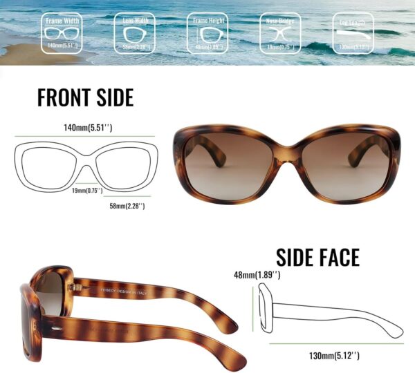 Vintage Square Sunglasses for Women Men Havana Thick Wrap Around Sun Glasses B2703 - Image 6