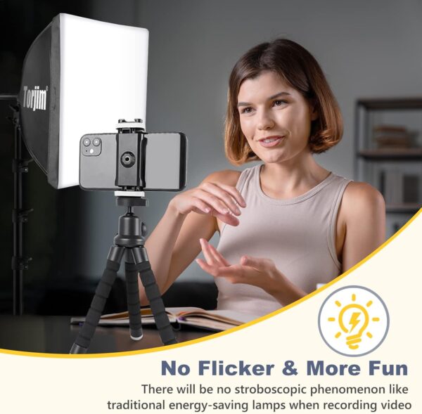 Torjim Softbox Photography Lighting Kit, 20'' x 20'' Professional Softbox Lighting Kit with 85W 3000-7500K LED Bulbs, Studio Lights for Photography/Video Recording/Live Streaming - Image 7