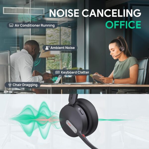 Yealink BH70 Dual Wireless Headset with Mic for Work, Bluetooth Headphone with Teams Certification, up to 35h Talk Time, 147g All-Day Wearing Comfort, Perfect for Open Office Home Hybrid Work, USB-A - Image 12