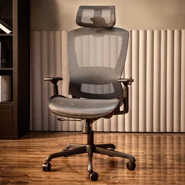 Headrest for Office Chair ELATASK, Not General, Grey Mesh Black Frame - Image 3