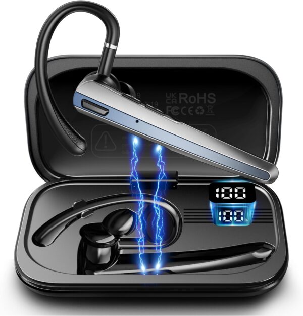 Bluetooth Headset for Cell Phones 500Hrs Standby Time with LED Charging Case 270 Degrees Rotatable Mic Hands Free Bluetooth 5.1 Version - Image 5